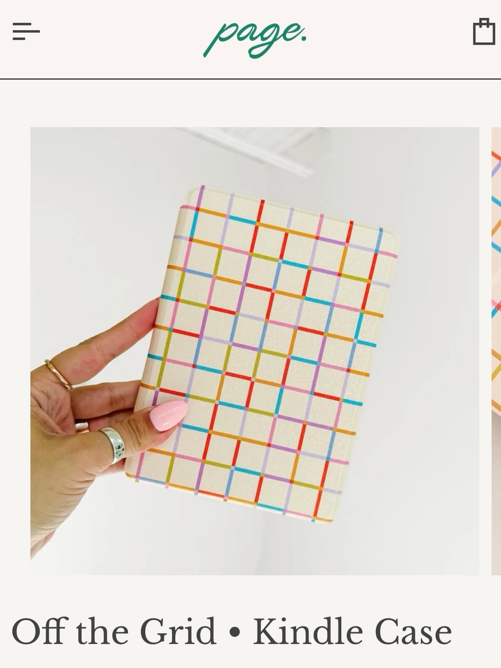 Off the Grid Kindle 11th Generation Case - Multi-Color Grid on Cream